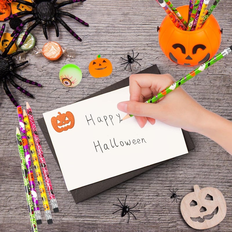 HINZER 100PCS Halloween Pencils for Kids Toddlers halloween Party Favors Colored Pencil with Eraser Assorted Pattern Pens Halloween School Stduents Gifts Classroom Prizes Trick or Treat Goodies Bags Filler - Image 3